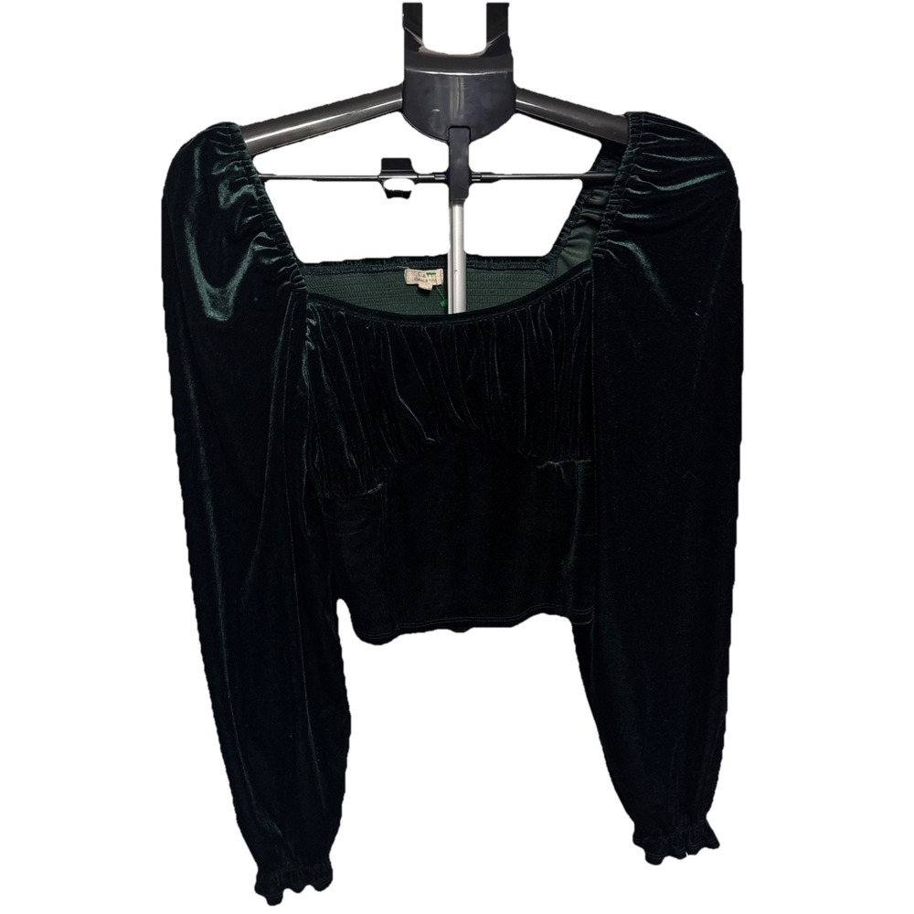 Chelsea & Violet Green‎ Velvet Crop Top Size Large Baby Doll Y2K Cropped